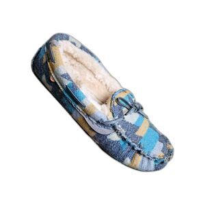 Lamo Hannah Size 10 Moccasin Slippers Shearling Lined Blue/gray Aztec Western
